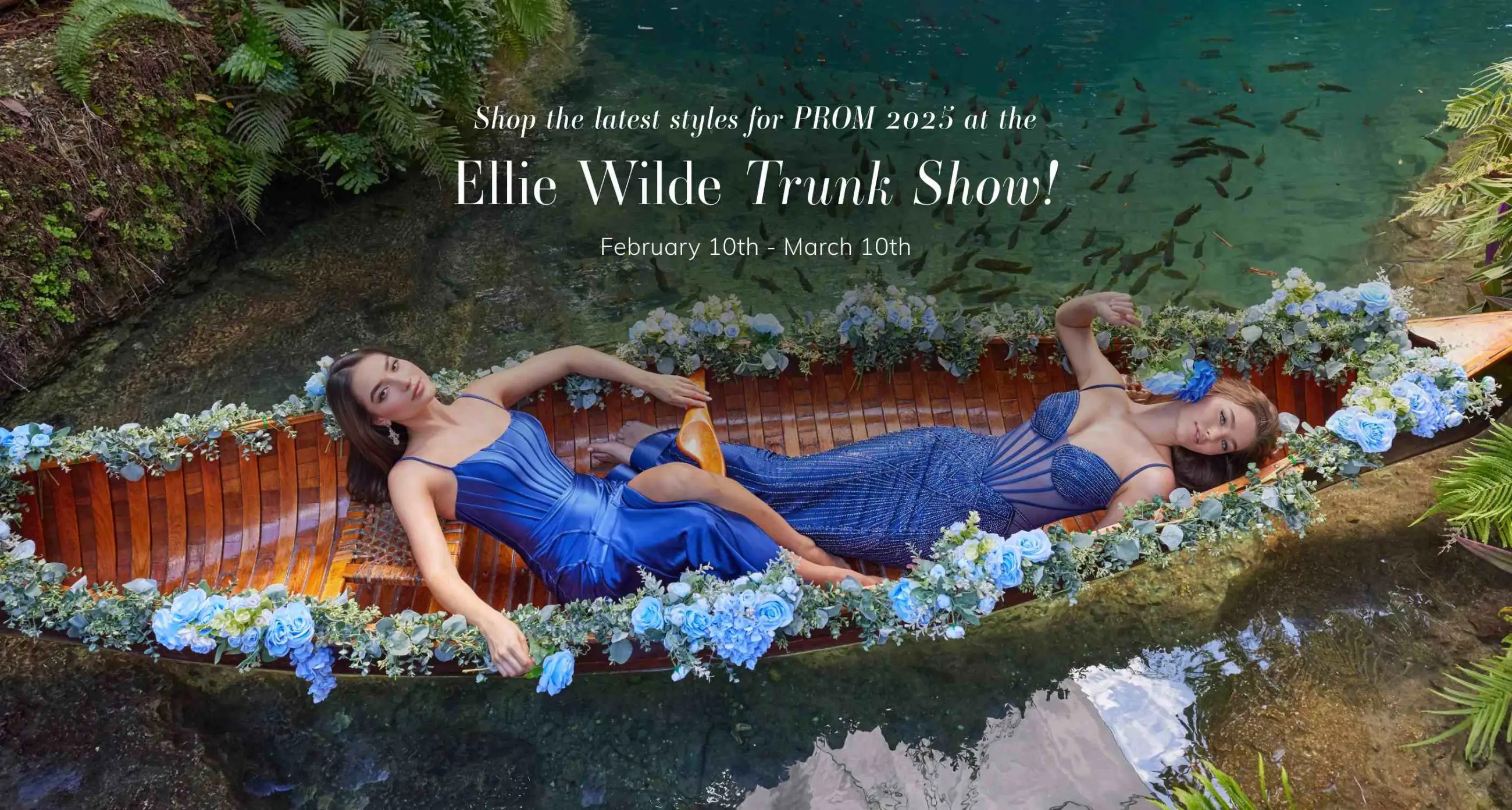 Ellie Wilde trunk show at Mimi's Bridal. Find your 2025 prom dress!